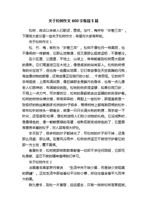 关于松树作文600字集锦5篇