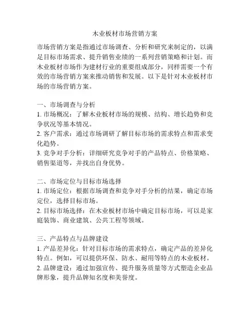 木业板材市场营销方案