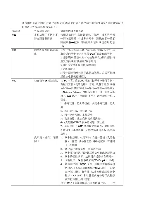 校园网常见故障及处理方法(更详细版)