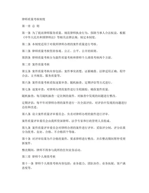 律师质量考核制度内容范本