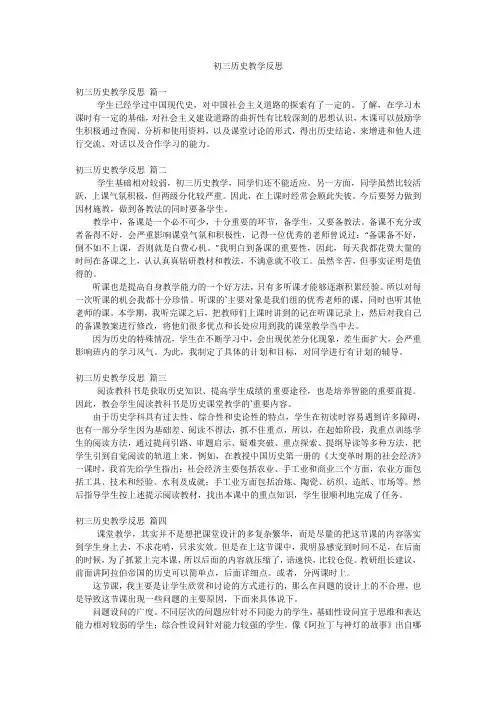 初三历史教学反思