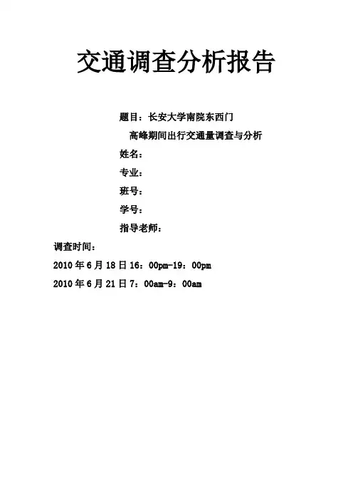 交通调查分析报告模板