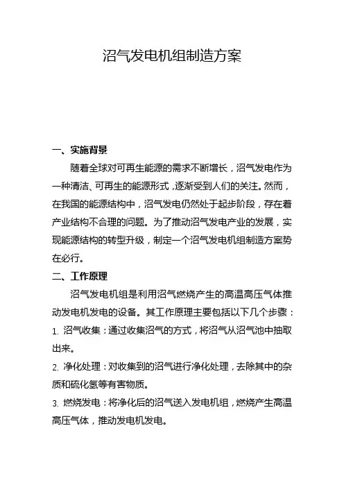 沼气发电机组制造方案(二)
