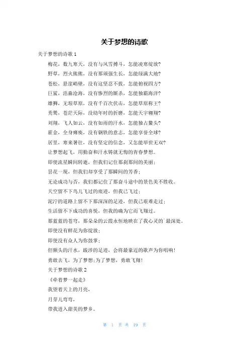 关于梦想的诗歌