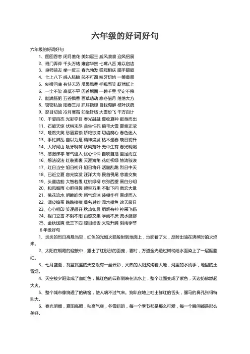 六年级的好词好句