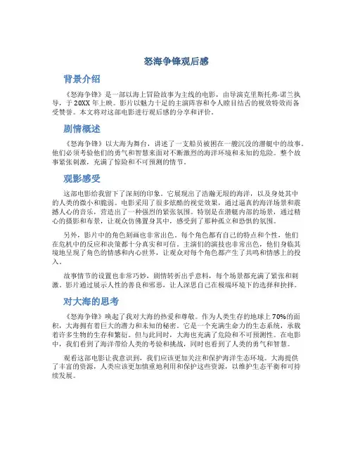 怒海争锋观后感