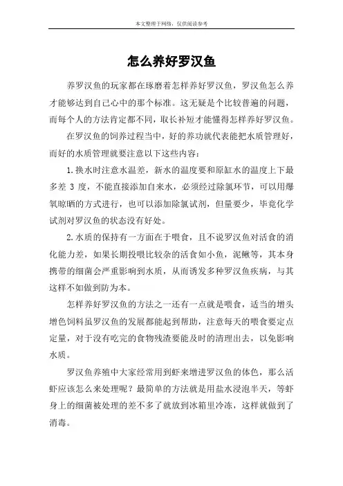 怎么养好罗汉鱼