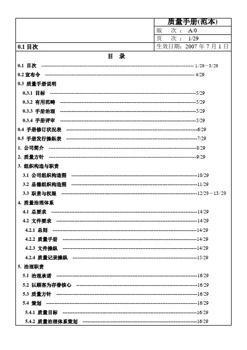 质量手册(范本)