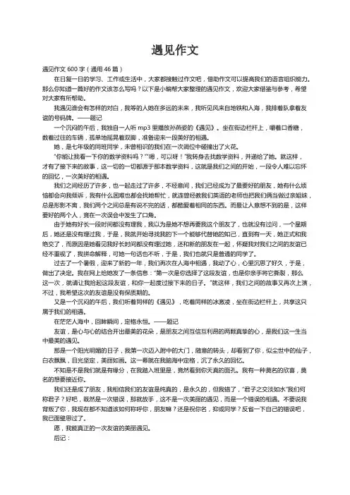 遇见作文600字（通用46篇）
