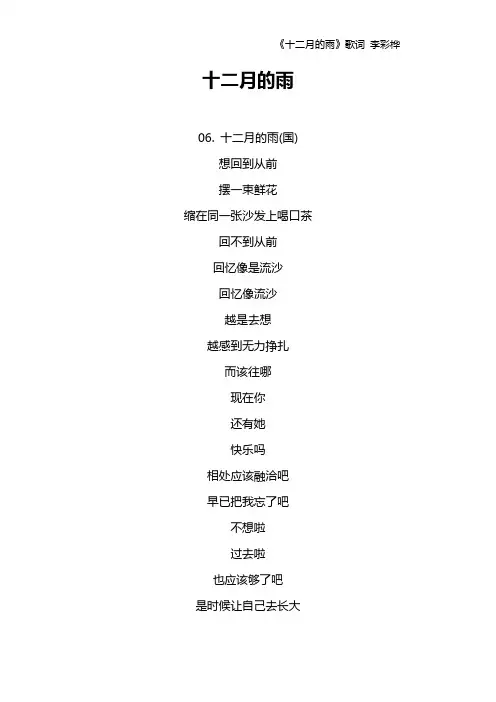 《十二月的雨》歌词 李彩桦