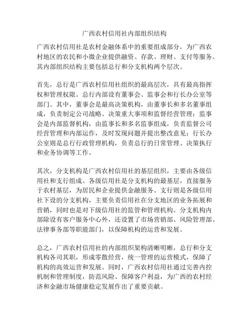 广西农村信用社内部组织结构