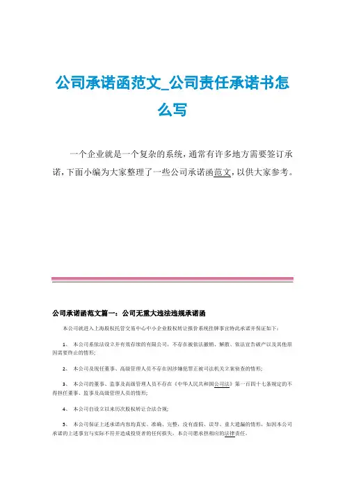 公司承诺函范文_公司责任承诺书怎么写