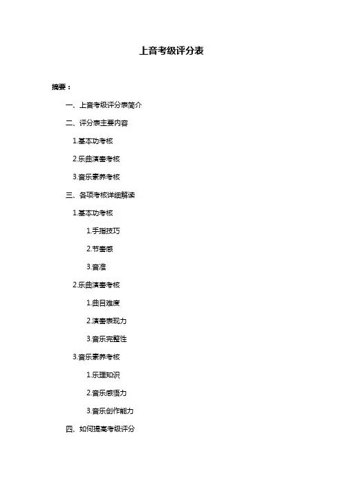 上音考级评分表