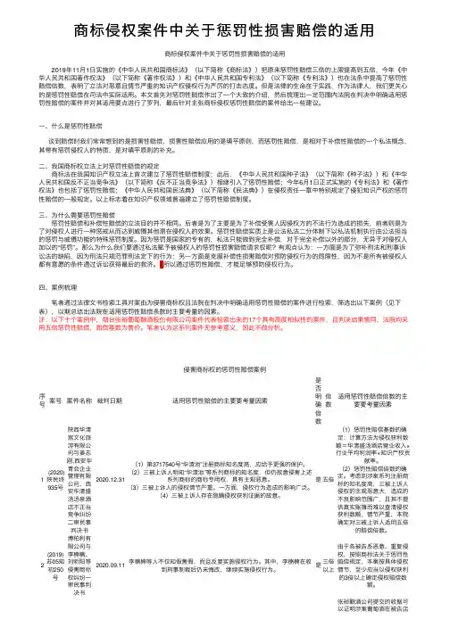 商标侵权案件中关于惩罚性损害赔偿的适用