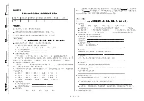 青海省2020年小升初语文综合检测试卷 附答案