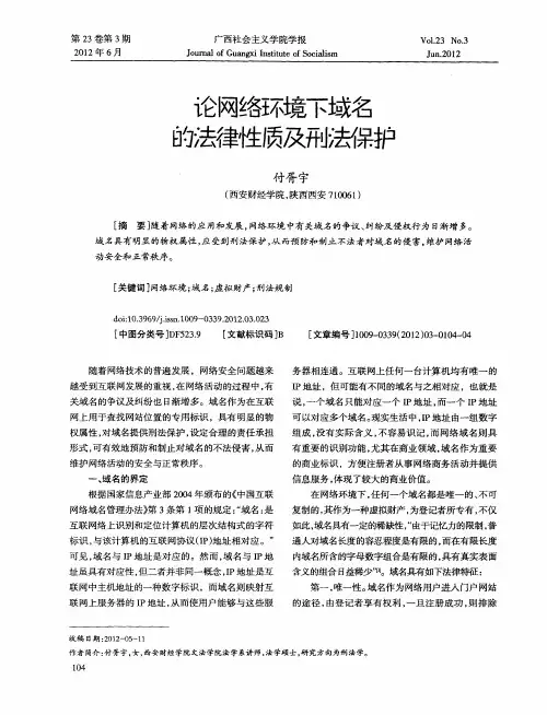 论网络环境下域名的法律性质及刑法保护