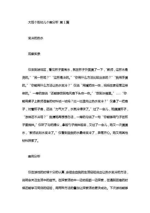 大班个别幼儿个案分析(15篇)