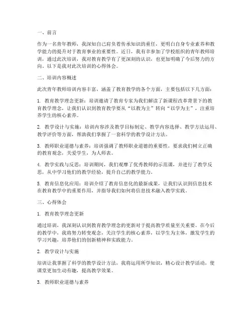 青年教师培训教学随笔范文内容模板