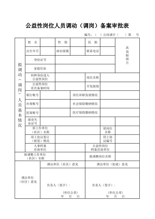 调动(调岗)备案审批表