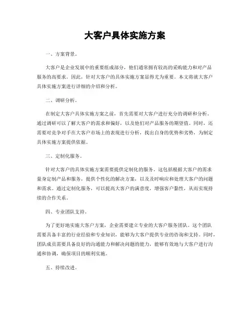大客户具体实施方案