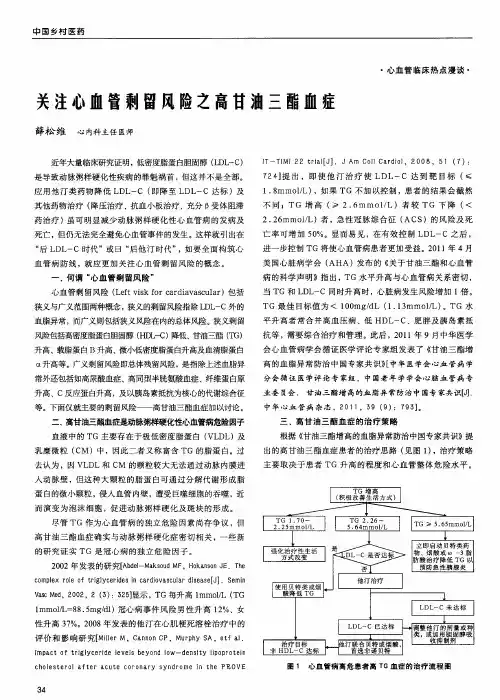 关注心血管剩留风险之高甘油三酯血症