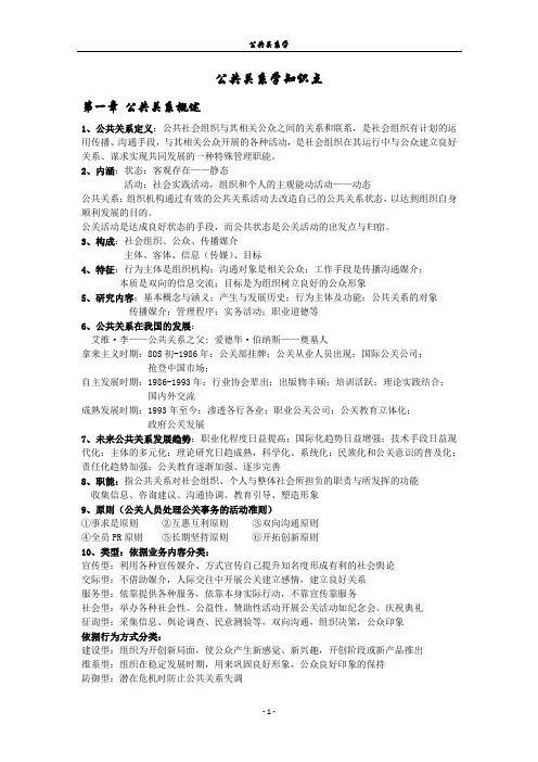 公共关系学知识点