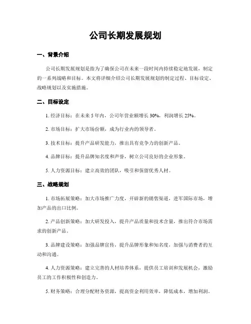 公司长期发展规划