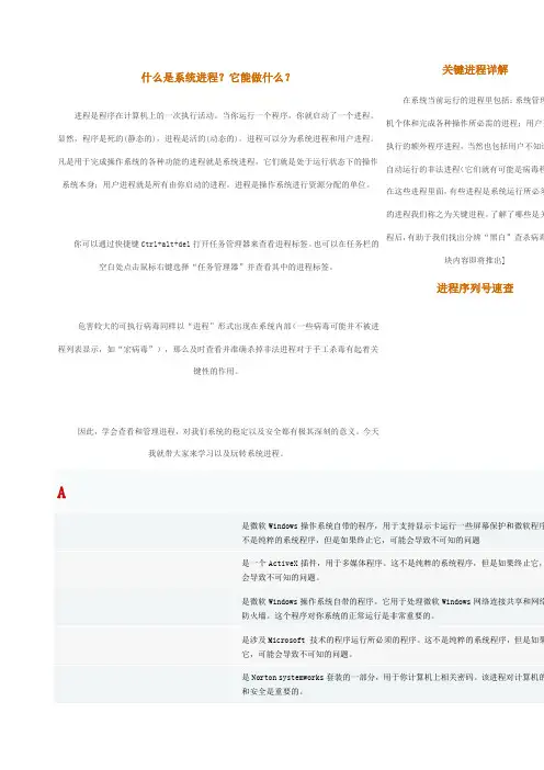 什么是系统进程及项目