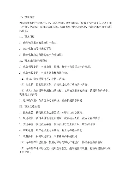 电梯救援应急预案记录