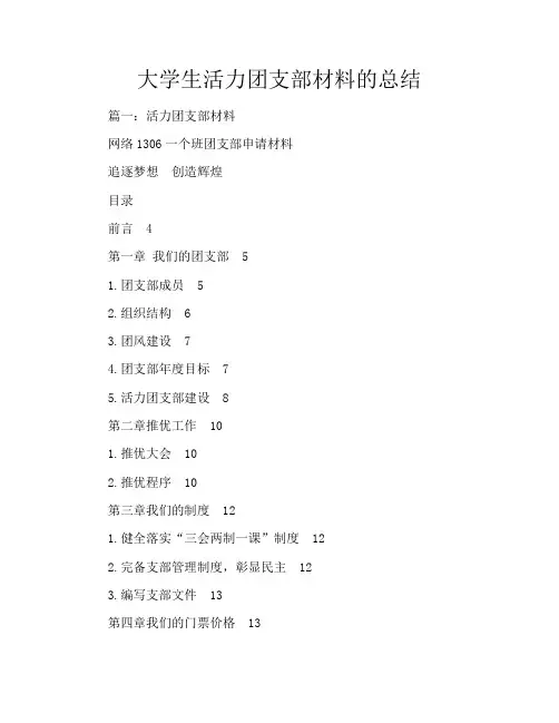 大学生活力团支部材料的总结