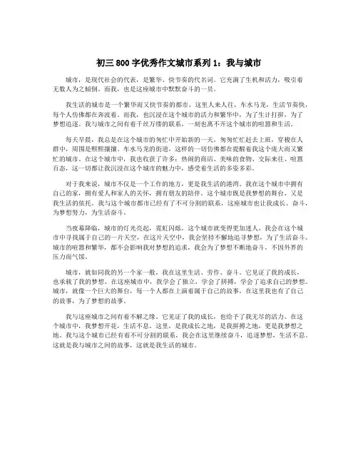 初三800字优秀作文城市系列1：我与城市