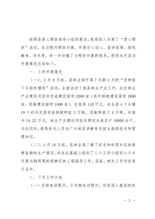 爱心帮扶的工作总结及工作计划