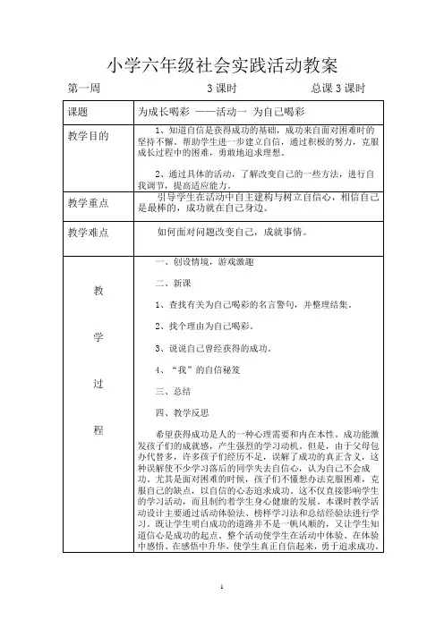 六年级下册综合实践活动教案 3