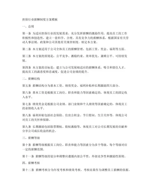 担保行业薪酬制度方案模板