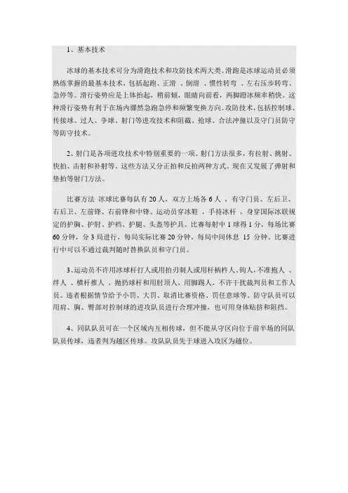 冰球有什么技术要求