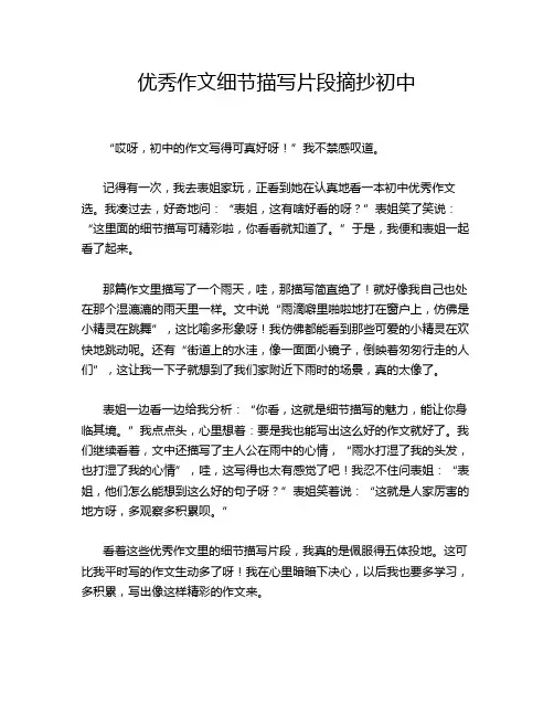 优秀作文细节描写片段摘抄初中