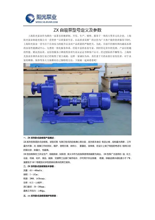 ZX自吸泵型号定义及参数