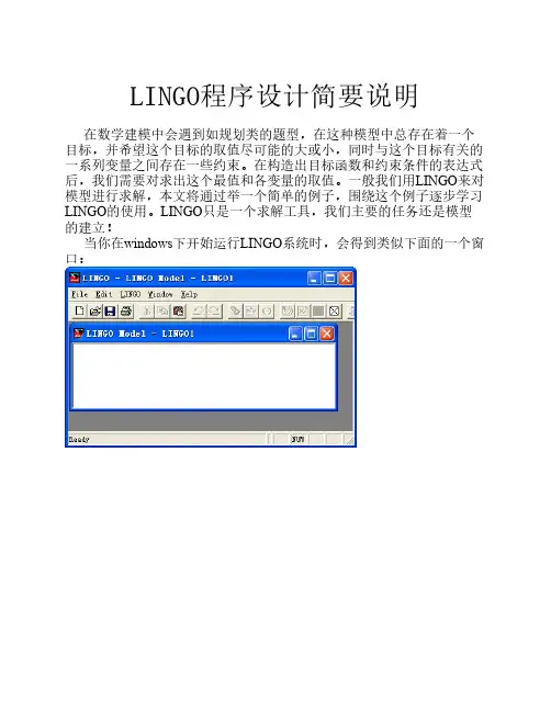 LINGO使用说明(比较简单)