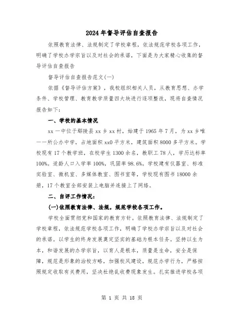 2024年督导评估自查报告(三篇)