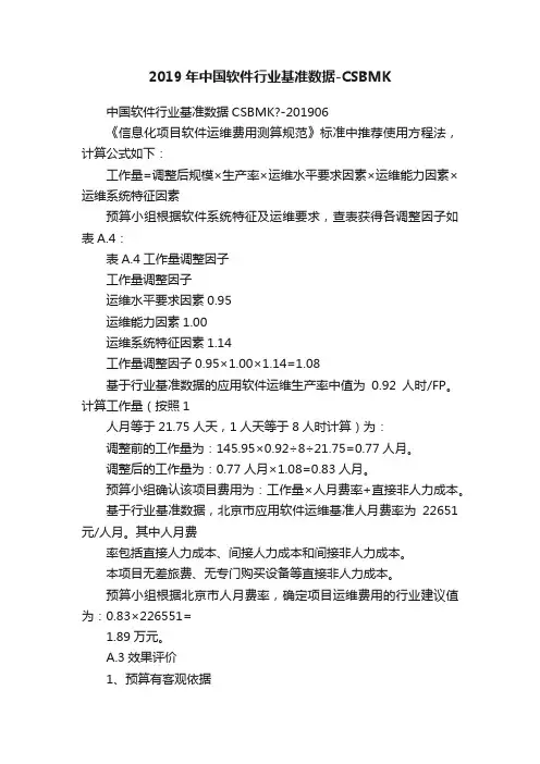 2019年中国软件行业基准数据-CSBMK