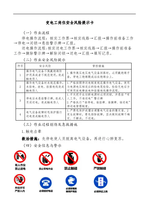 变电工岗位安全风险提示卡