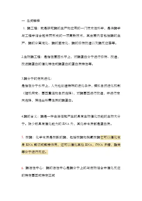 酶工程 期末试卷1