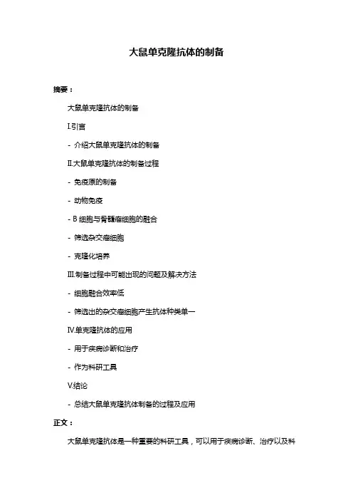 大鼠单克隆抗体的制备
