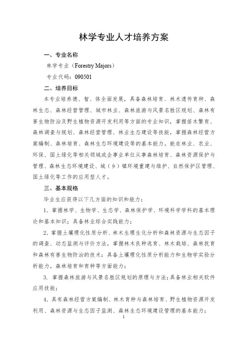 林学专业人才培养方案