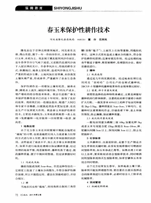 春玉米保护性耕作技术