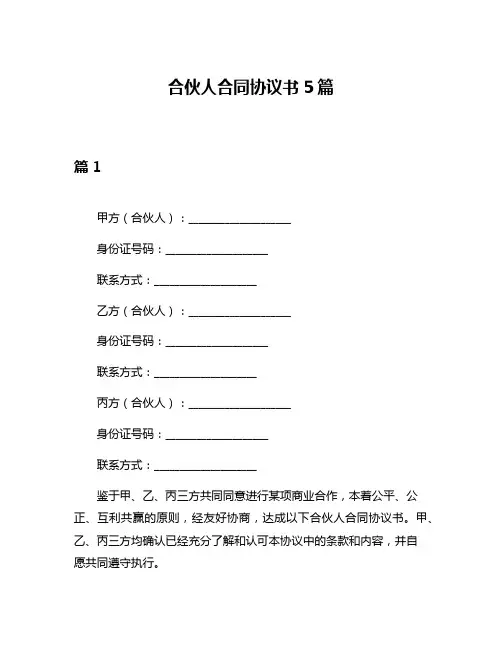 合伙人合同协议书5篇