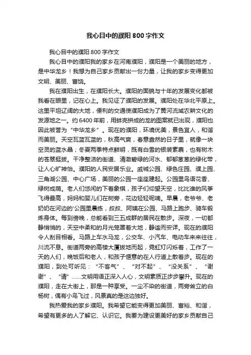 我心目中的濮阳800字作文