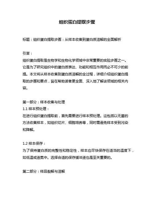 组织蛋白提取步骤