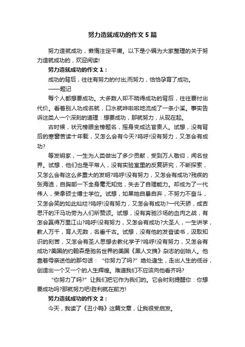 努力造就成功的作文5篇