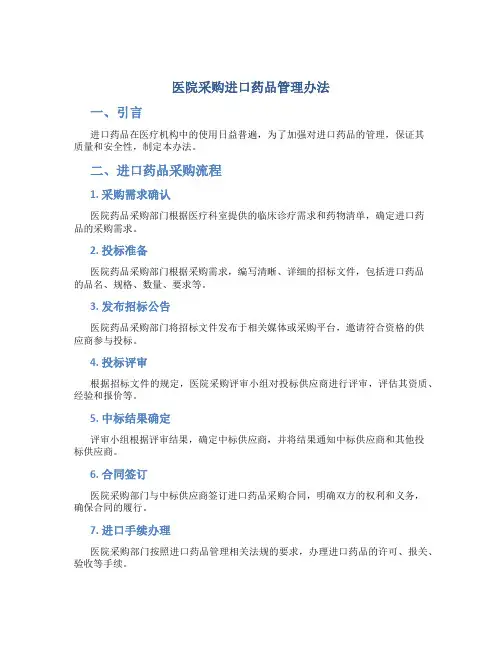 医院采购进口药品管理办法